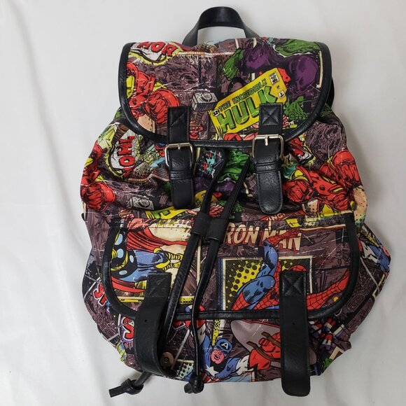 Marvel Comics Avengers Backpack Faux Leather Trim AUTHENTIC GREAT CONDITION! - Picture 1 of 14
